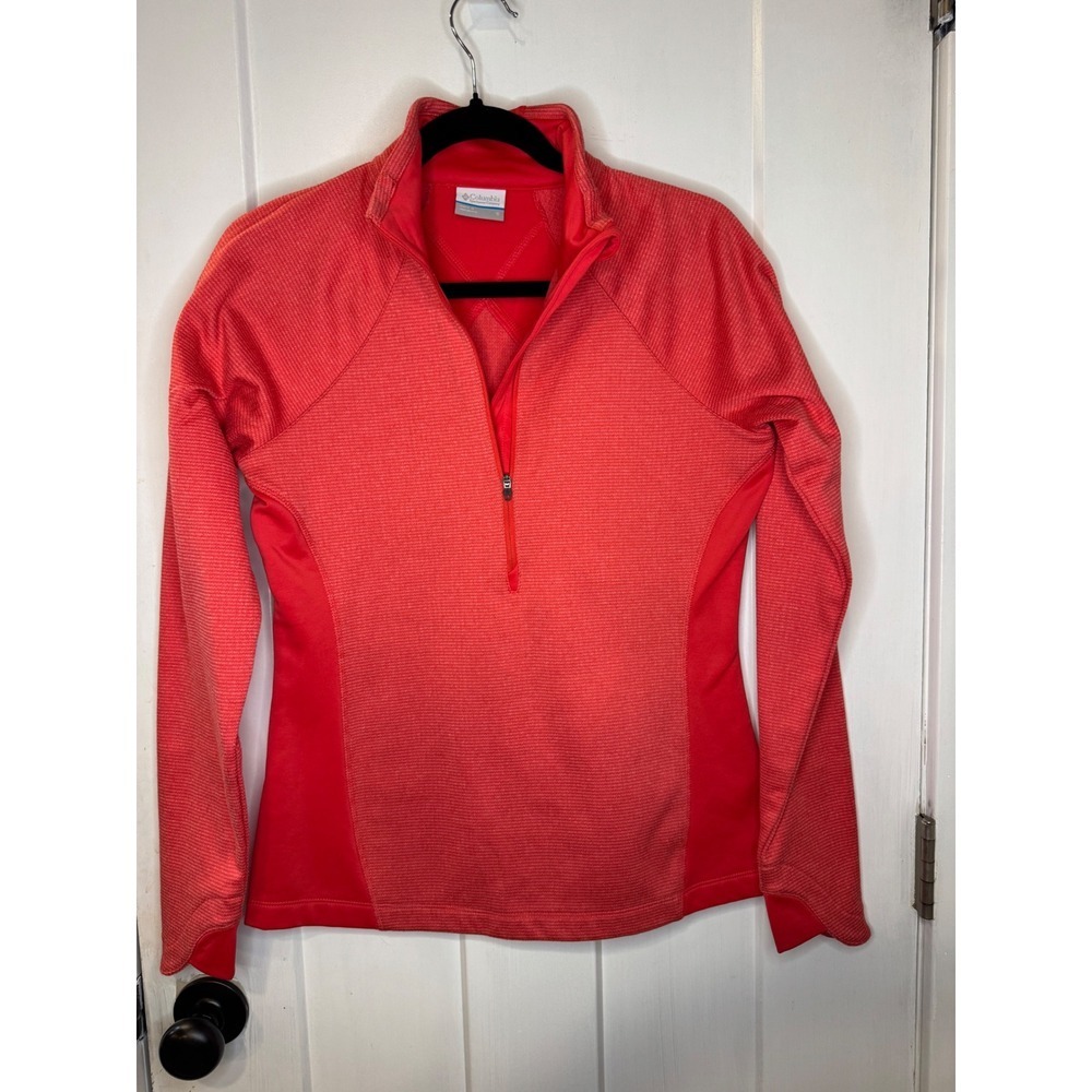 Columbia Sportswear Red Striped Quarter Zip Pullover Fleece Women's Size S
